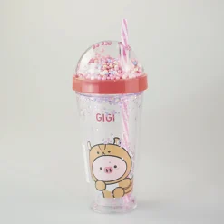 Hot MINISO Borraccia Gigi Rosa Con Cannuccia (420Ml)