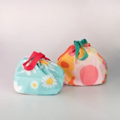 New MINISO Borsa Porta Pranzo Fantasia Fiori - Azzurro